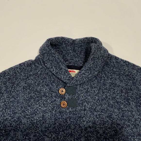 Fjallraven Sz L Blue Lada Shawl Wool Pullover Sweater - Picture 3 of 10